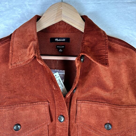 Madewell Womens Corduroy Twill Oversized Thick Shirt-Jacket XS Mahogany NWT $118 - Picture 5 of 11